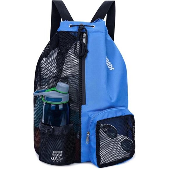 Swim Bag Mesh Drawstring Backpack with Wet Pocket for Swimming,Gym& Workout Gear - Picture 7 of 7